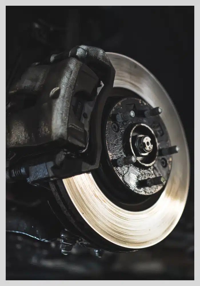 a close up photo of a car's brakes